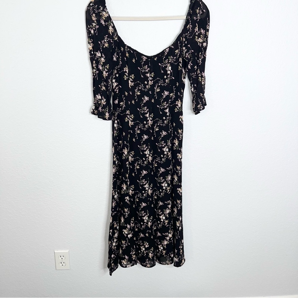 Reformation Marnie Dress Women’s 2 Midi Floral Slit Front Black P - Picture 5 of 10